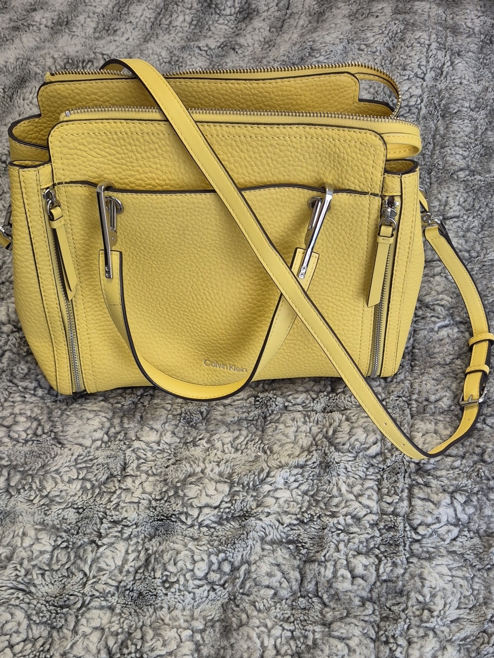 Calvin Klein 🖤Bright Yellow Pebbled Leather Satchel
